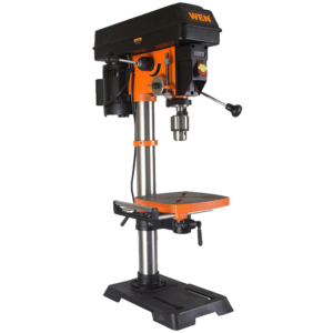 A 12-inch variable speed drill press with laser and work light.