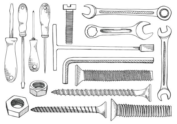 Wrenches of different types on a white backdrop.